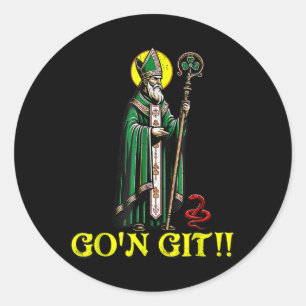 G'on Git Funny St Patricks Day Kleeblatt St Patty Runder Aufkleber