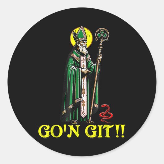 G'on Git Funny St Patricks Day Kleeblatt St Patty Runder Aufkleber (Vorderseite)