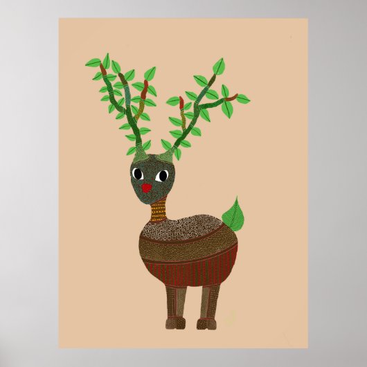 Gond Reindeer Indian Folk Art Digital Poster (Vorne)