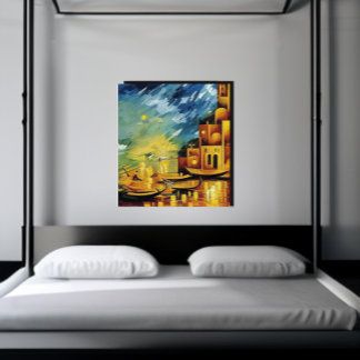 Gondel am Kanal Vintag Leinwanddruck