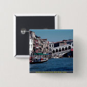 Gondel auf dem Canal Grande, Rialto Brücke, Button (Vorne & Hinten)