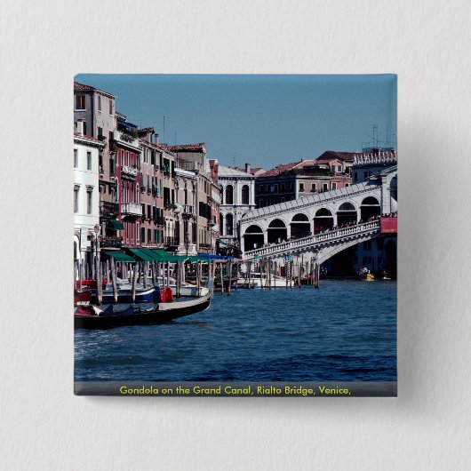 Gondel auf dem Canal Grande, Rialto Brücke, Button (Vorderseite)