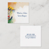 Gondel in Venedig Quadratische Visitenkarte (Vorne/Hinten)