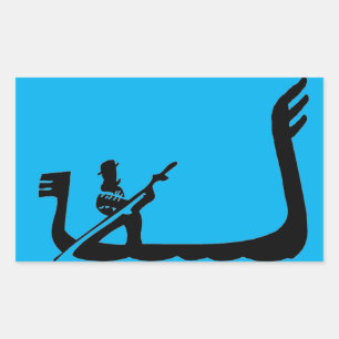 Gondel, Venedig in Blau Rechteckiger Aufkleber