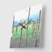 Gondelbahnen in Venedig Quadratische Wanduhr (Winkel)