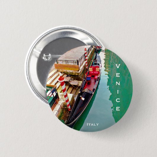 Gondelboot - Venedig, Italien Button (Vorne & Hinten)