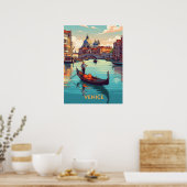 Gondelfahrt in Venedig mit historischen Gebäuden Poster (Küche)