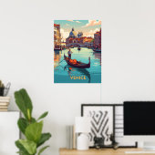Gondelfahrt in Venedig mit historischen Gebäuden Poster (Heimbüro)