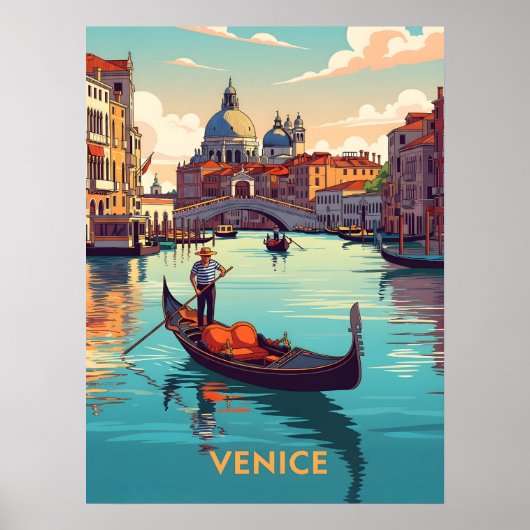 Gondelfahrt in Venedig mit historischen Gebäuden Poster (Vorne)