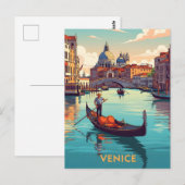 Gondelfahrt in Venedig mit historischen Gebäuden Postkarte (Vorne/Hinten)