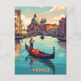 Gondelfahrt in Venedig mit historischen Gebäuden Postkarte