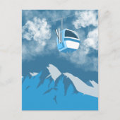 Gondelfahrt | Skiberg Winter Gemälde Postkarte (Vorderseite)