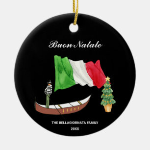 *~* Gondelflagge Italien Buon Natale Foto Weihnach Keramik Ornament