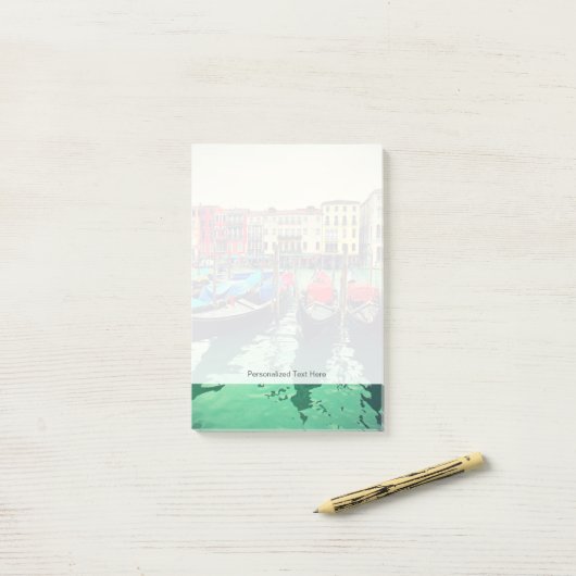 Gondeln am Canale Grande, Venedig, Italien. Retro Post-it Klebezettel (Auf Schreibtisch)