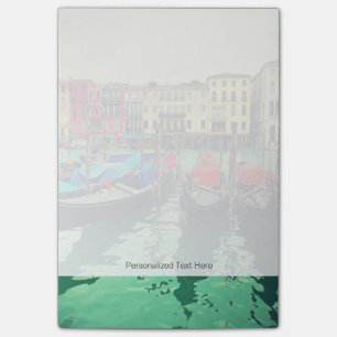 Gondeln am Canale Grande, Venedig, Italien. Retro Post-it Klebezettel