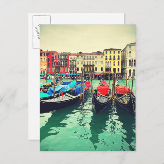 Gondeln am Canale Grande, Venedig, Italien. Retro Postkarte (Vorne/Hinten)