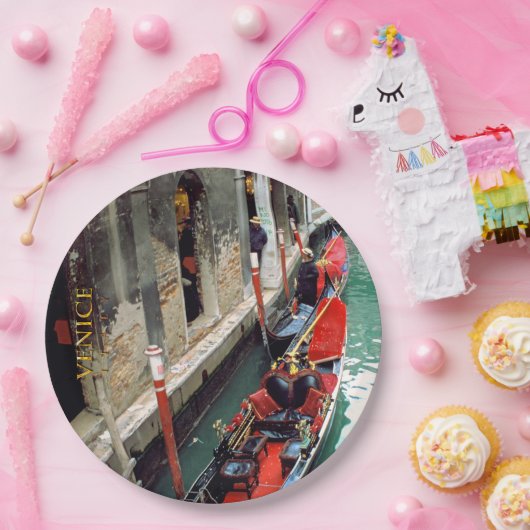 Gondeln auf einem venezianischen Kanal Pappteller (Party)