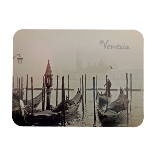Gondeln im Nebel, Venedig, Italien Magnet (Horizontal)