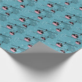 Gondeln im Schneestrom Geschenkpapier (Ecke)