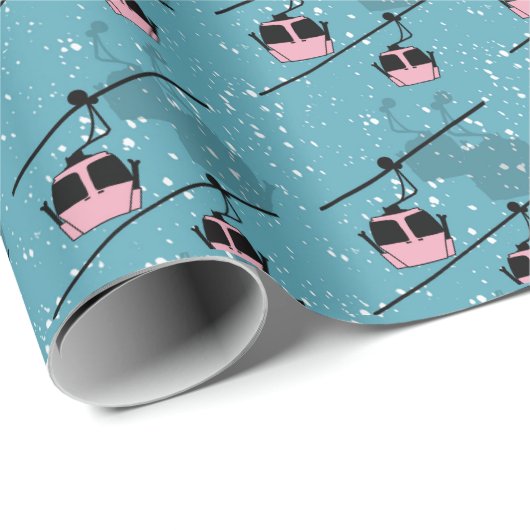 Gondeln im Schneestrom Geschenkpapier (Rolleneckpunkt)