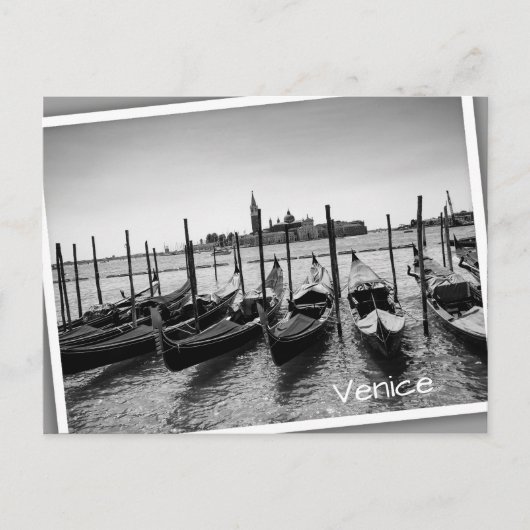 Gondeln in Venedig in Schwarz-Weiß Postkarte (Vorderseite)