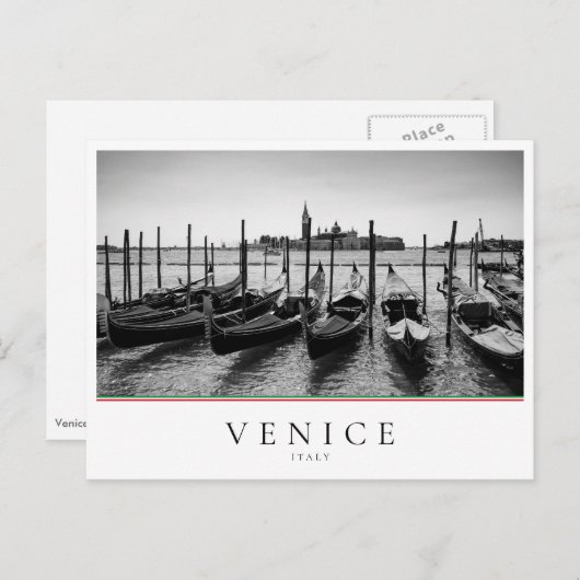 Gondeln in Venedig in Schwarz-Weiß Postkarte (Vorne/Hinten)