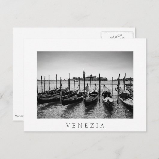 Gondeln in Venedig in Schwarz-Weiß Postkarte (Vorne/Hinten)