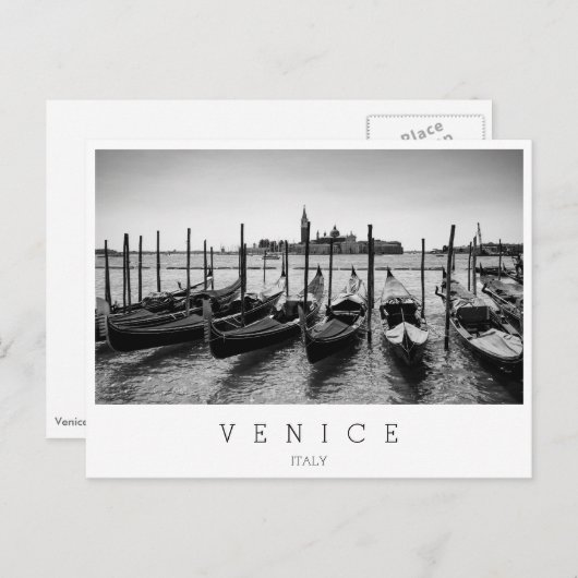Gondeln in Venedig in Schwarz-Weiß Postkarte (Vorne/Hinten)