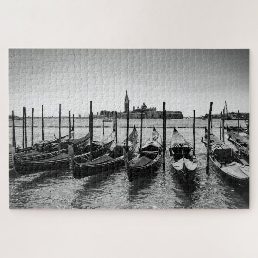 Gondeln in Venedig in Schwarz-Weiß Puzzle (Horizontal)