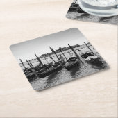 Gondeln in Venedig in Schwarz-Weiß Rechteckiger Pappuntersetzer (angewinkelt)