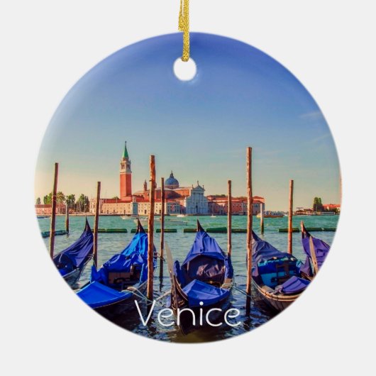 Gondeln in Venedig, Italien Keramik Ornament (Hinten)