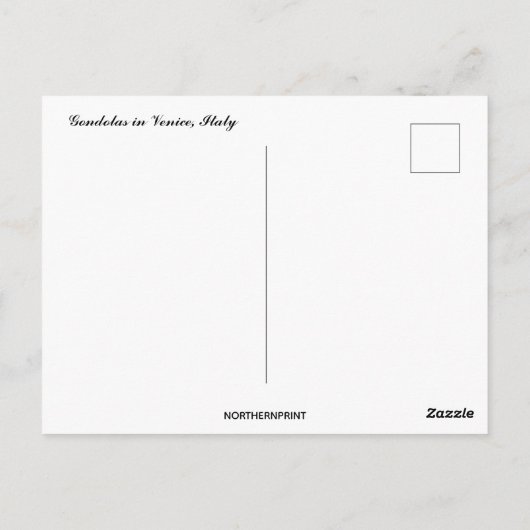 Gondeln in Venedig, Italien Postkarte (Rückseite)