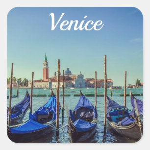 Gondeln in Venedig, Italien Quadratischer Aufkleber