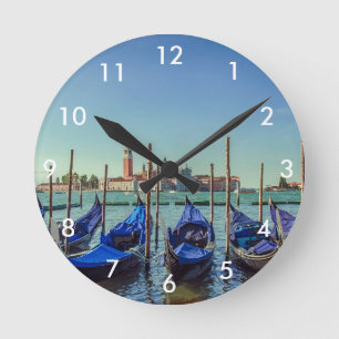 Gondeln in Venedig, Italien Runde Wanduhr