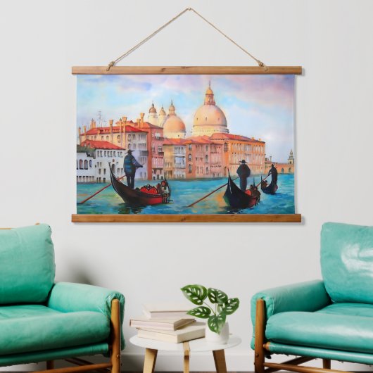 Gondeln von Venedig Wandteppich Mit Holzrahmen (Wohnzimmer)