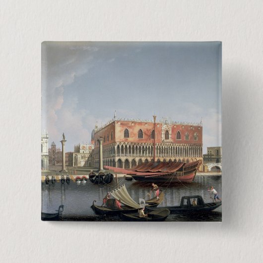 Gondeln vor St. markiert Quadrat, Venedig Button (Vorderseite)
