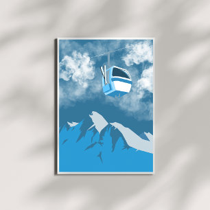 Gondola-Fahrt   Skiberg Winter Gemälde Poster
