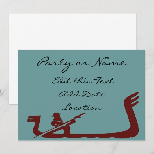 Gondola Frame Blue Brown Einladung (Vorne/Hinten)