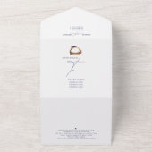 Gondola Monogram Wappen 3 Foto QR Code Blu Wedding All In One Einladung (Außenbereich)