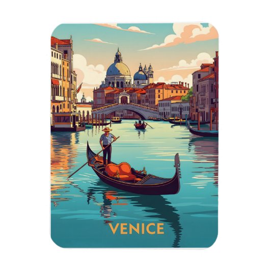Gondola ride in Venice with historic buildings Magnet (Vertikal)