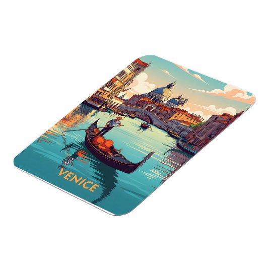 Gondola ride in Venice with historic buildings Magnet (Linke Seite)