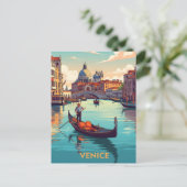 Gondola ride in Venice with historic buildings Postkarte (Stehend Vorderseite)