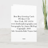 Gondola Ride Venice Italien Karte (Rückseite)