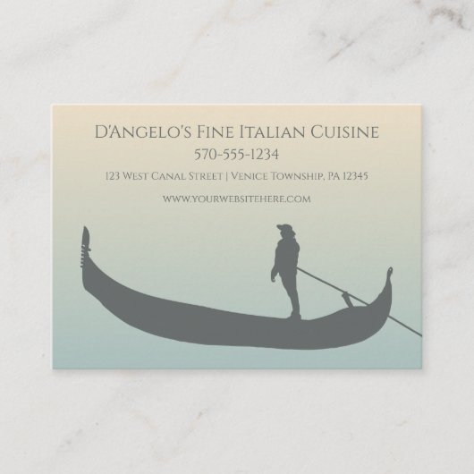 Gondola Silhouette Italienisches Restaurant oder R Visitenkarte (Vorderseite)