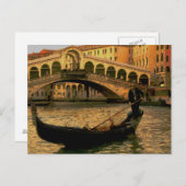 Gondolier und Rialto Bridge, Venedig Postkarte (Vorne/Hinten)