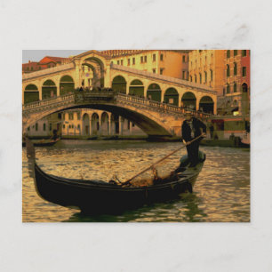 Gondolier und Rialto Bridge, Venedig Postkarte