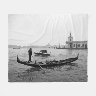 Gondolier Venice Italien Schwarzweißlandschaft P Fleecedecke