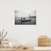 Gondolier Venice Italien Schwarzweißlandschaft Poster (Küche)