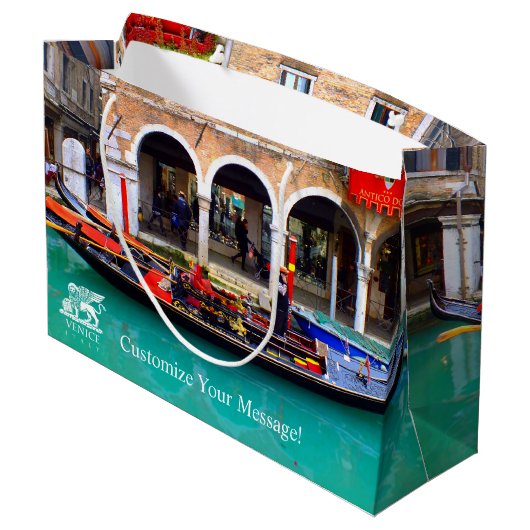 Gondoliere in Cannaregio Große Geschenktüte (Rückseite Schrägansicht)