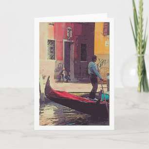 "Gondoliere u. Accordian Spieler in Venedig" Karte